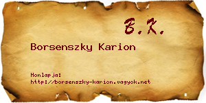 Borsenszky Karion névjegykártya
